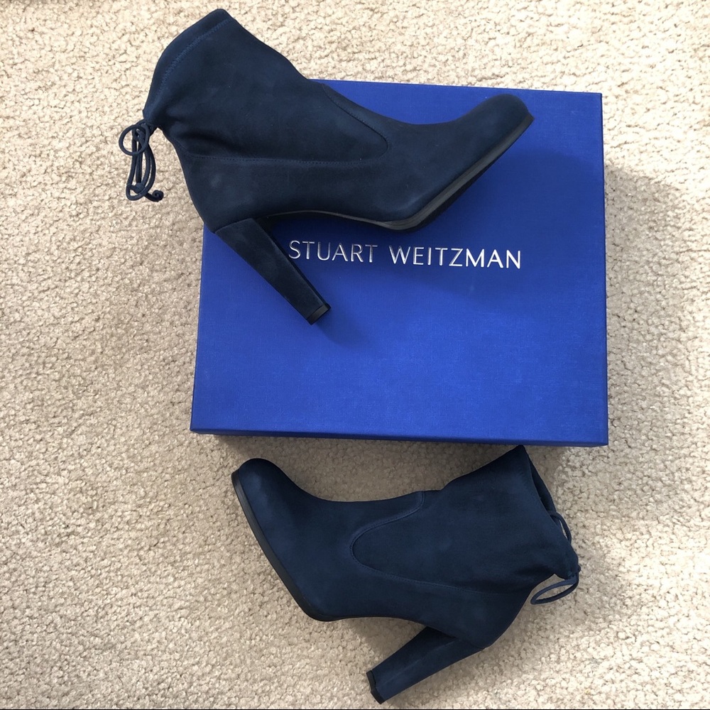 Stuart Weitzman Glove Suede Boots. Color:Nice Blue - Picture 6 of 6